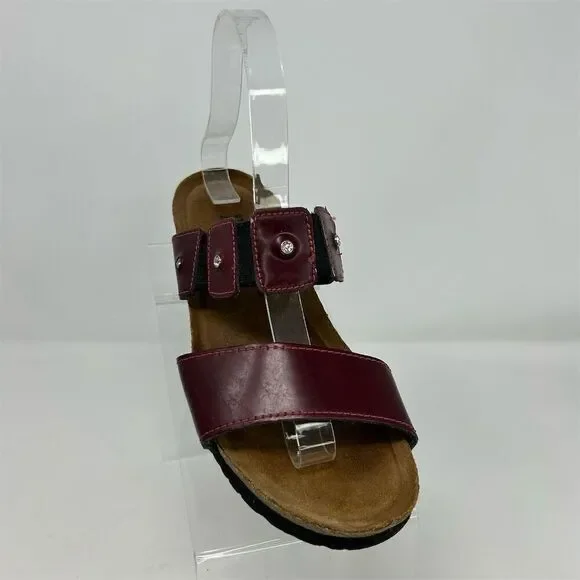 Naot Women's Red Slip-On Wedge Sandals Size 6 Casual Double Stretchy Strap - Picture 2 of 10